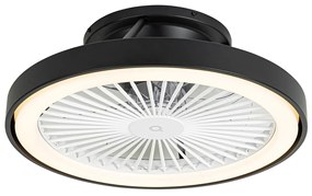 Inteligentny Wentylator sufitowy z lampą czarny 54 cm z LED z funkcją ściemniania i pilotem - Dave Nowoczesny Oswietlenie wewnetrzne