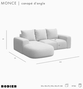 Beżowy narożnik (lewostronny/z szezlongiem) Monce – Rodier