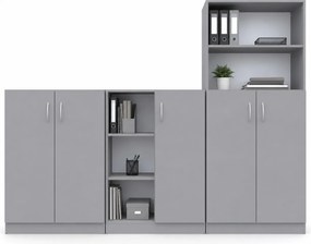 Zestaw mebli do biura Simple 2 z regałem i 2 szafkami zamykanymi na klucz
