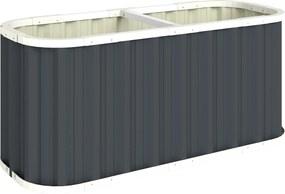 Outsunny Podwyższona grządka metalowa 136 x 53 x 61 cm, głęboka, z krawędziami ochronnymi, etykietami roślin, rękawicami, z otwartym dnem | Aosom PL