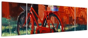 Obraz czerwonego koła, malowanie akrylowe (170x50 cm)