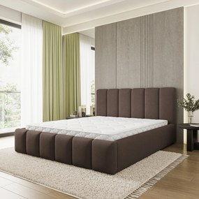 Masseno Łóżko Tapicerowane ATTORA z pojemnikiem na pościel 180x200 cm - Brązowy, SORO 28