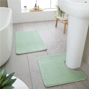 Jasnozielone dywaniki łazienkowe do WC z pianki pamięciowej zestaw 2 szt. 50x80 cm Anti-Bacterial – Catherine Lansfield
