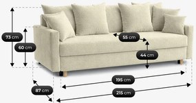Sofa z Funkcją Spania MARIELA Kremowa Nowoczesna