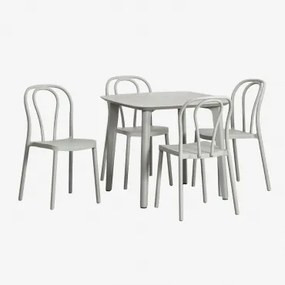 Zestaw Stołu Kwadratowego 85x85 Cm Scand I 4 Sztaplowanych Krzeseł Ogrodowych Z Polipropylenu Mizzi Awokado - Sklum