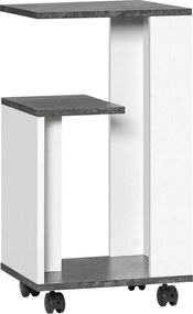 HOMCOM Stolik nocny, z 4 kółkami, 3 półkami, 35 x 29,5 x 65,5 cm, Szary/Biały