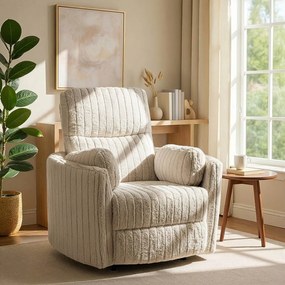 Fotel Rozkładany z Podnóżkiem RAUL Beżowy Nowoczesny