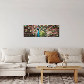 Obraz - Paw (z zegarem) (90x30 cm)