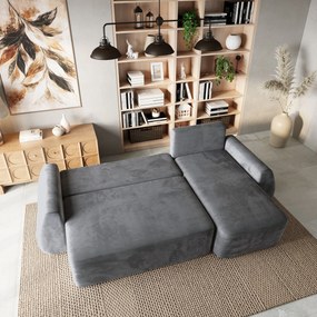 Masseno Narożnik GALVIS z funkcją spania i pojemnikiem na pościel Narozniki L, Rozkładana sofa - Szary, MONOLITH 85