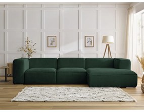 Ciemnozielony narożnik z materiału bouclé (prawostronny) Zephyr – Bobochic Paris