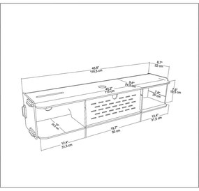 Szafka pod TV w dekorze dębu 116,5x19,5 cm Sima – Kalune Design