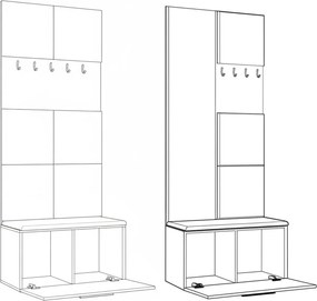 Masseno Garderoba MODULO 161,2/204/40 cm do Przedpokoju Nowoczesna Biała