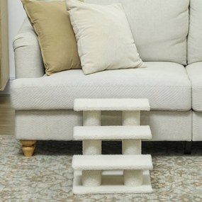 PawHut Schodki dla kota 3 stopnie Schodki dla zwierząt Schodki dla kota Schodki z pluszem 45 x 35 x 34 cm cm Beżowy | Aosom PL