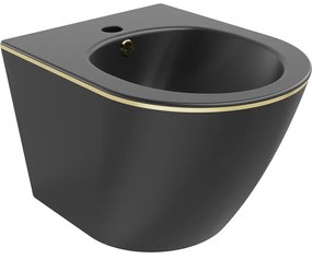 Mexen Lena bidet wiszący, czarny mat/złoty linia - 35224875