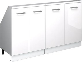 Szafka kuchenna na dach skośny biały wysoki połysk 140x46x81.6 r-line