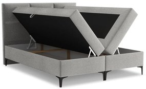 Jasnoszare łóżko kontynentalne ze schowkiem 180x200 cm Pakalana – Makamii
