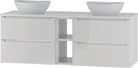 Biały Zestaw do Łazienki 140cm Szafka Regał Blat Umywalka Etna