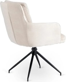 Krzesło Tapicerowane Obrotowe do Salonu AKITA Kremowe Sztruksowe Nowoczesne