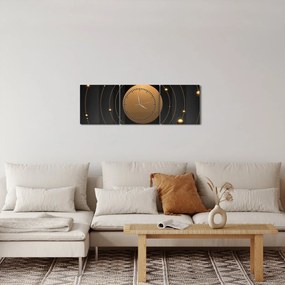 Obraz - Złote kółka (z zegarem) (90x30 cm)