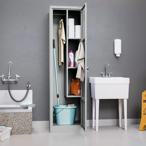 Metalowa szafa gospodarcza wąska Agnes 50x50x185 cm, szara