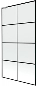 Mexen Next L parawan nawannowy 1-skrzydłowy 100 x 150 cm, czarna kratka, chrom - 895-100-000-03-77-01