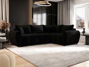 BEDANTE narożnik MOLISA L PLUS Itaka 15 prawa czarny z funkcją spania sofa w kształcie litery L z pojemnikiem na pościel