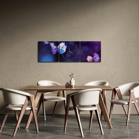 Obraz - Motyle na lawendie (z zegarem) (90x30 cm)