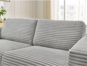 Jasnoszara sztruksowa rozkładana sofa do spania 240 cm Hugo – Bobochic Paris