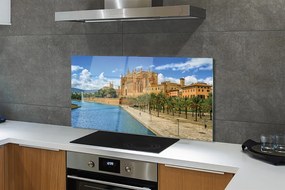 Panel szklany do Kuchni Gotycka Katedra w Otoczeniu Palm