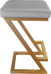 Hoker ZETA krzesło barowe tkanina Welur podstawa metalowa LOFT : Kolor Stelaża - Złoty, Kolor tkaniny - VELVET - MG17
