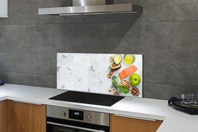 Szkło do Kuchni na Ścianę Zdrowy Posiłek z Łososiem i Orzechami