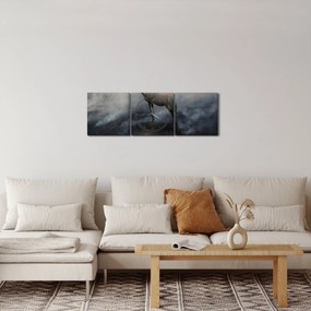 Obraz kozicy w płomieniach (z zegarem) (90x30 cm)