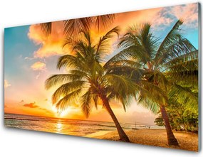 Panel Szklany do Kuchni Rajskie Wybrzeże Z Palmami