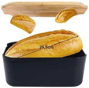 Chlebak z deską 33x18,5x12 cm (Czarny)