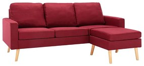 3-osobowa sofa z podnóżkiem czerwone wino - Muria 4Q