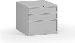 Wisząca skrzynka narzędziowa do stołów warsztatowych, 3 szuflady, zamek, 510 x 592 x 470 mm, szary