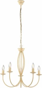 Botte - 5-punktowy żyrandol z żelaza lakierowanego na kolor kości słoniowej z dekoracją z efektem piklowania 113 - Ø55 - BL147-5-AV