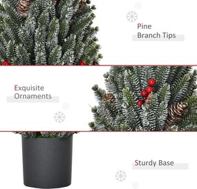 Sztuczna choinka na stół, 170 gałązek, ośnieżona, PE PVC, kolor zielony | Aosom PL