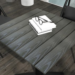 Outsunny Stół tarasowy, dla 4 osób, wykończenie drewnopodobne, aluminiowa rama, 70 x 70 x 76 cm, Szary