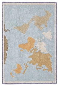 Niebiesko-beżowy bawełniany dziecięcy dywan do zabawy tkany ręcznie odpowiedni do prania 70x100 cm Mini Worldmap – Lorena Canals