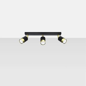Plafony nowoczesny Alvor, stal - 3 źródło światła 4000K - L.45 x H.18 cm - czarny/złoty
