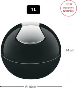 Czarny plastikowy kosz na śmieci 1 l Bowl – Spirella