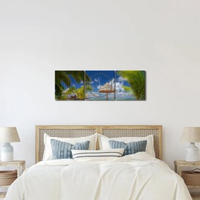 Obraz - Plaża z białym piaskiem (z zegarem) (90x30 cm)