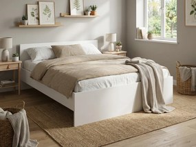 Łóżko ELISA 160 x 200 cm, białe Stelaż: Ze stelażem listwowym rolowanym elastycznym, Materac: Materac Deluxe 10 cm