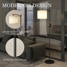 HOMCOM Lampa podłogowa z regulowanymi opcjami świetlnymi, przełącznik nożny, pilot, metal, Czarna