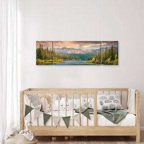 Obraz górskiej rzeki i gór (170x50 cm)