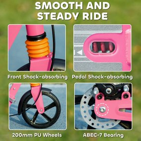 AIYAPLAY Hulajnoga dziecięca z regulowanymi uchwytami, składana, dla dzieci 6-12 lat 94 x 36 x 88-103 cm Różowy