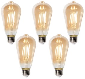 Zestaw 5 ściemnialnych żarówek LED E27 ST64 złotych 5W 450 lm 2700K