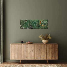 Obraz - Henri Rousseau, Tropical Forest with Monkeys, reprodukcje (z zegarem) (90x30 cm)