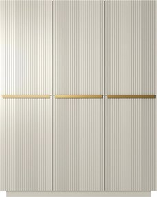 Szafa Nicole 150 cm z półkami i szufladami - kaszmir / złote uchwyty